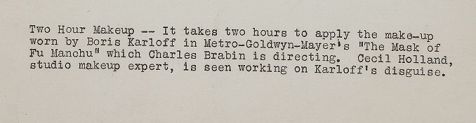 Boris Karloff Mask of Fu Manchu Original Vintage Studio Historic Horror Photo in Make - up Chair 1932