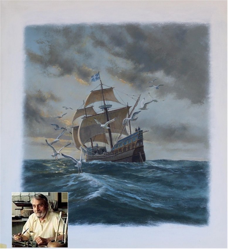 Charles Lundgren Seascape Marine Art Painting oil La Grande Hermine