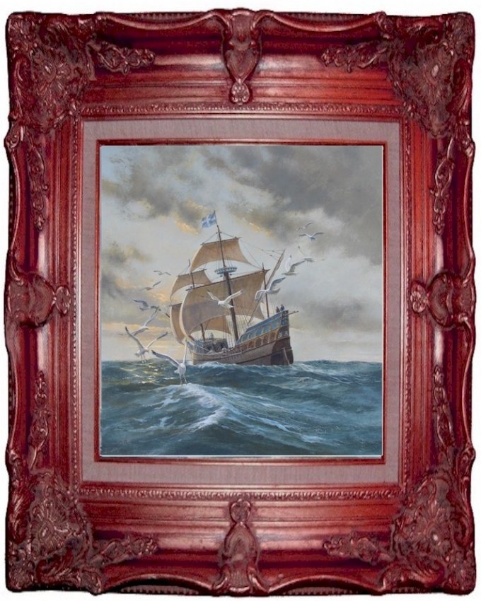 Charles Lundgren Seascape Marine Art Painting oil La Grande Hermine