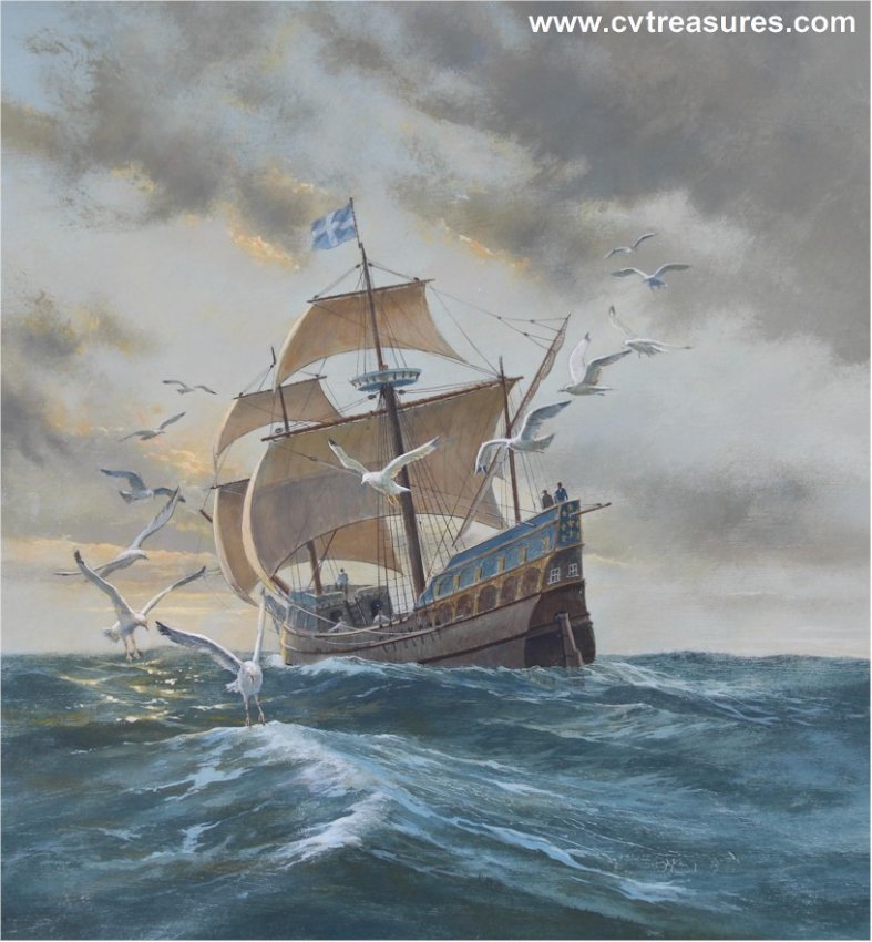 Charles Lundgren Seascape Marine Art Painting oil La Grande Hermine