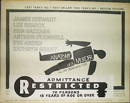 Anatomy of a Murder, 1959 James Stewart Original Title Card