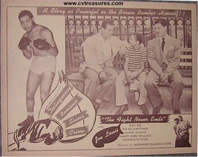 Fight Never Ends Vintage Sports Movie Poster lobby, Joe Louis