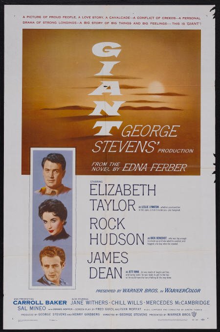 Giant Original Vintage one sheet movie poster James Dean 1956