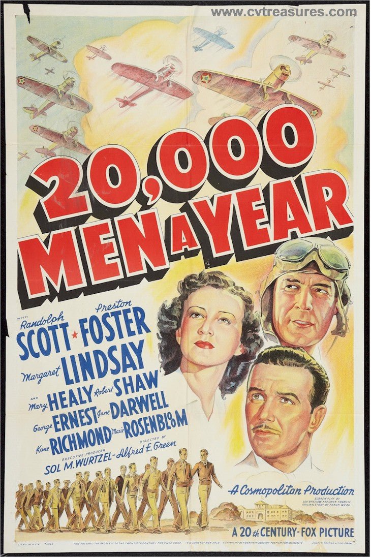 Twenty Thousand Men a Year, WWII original vintage movie poster aviation 1939