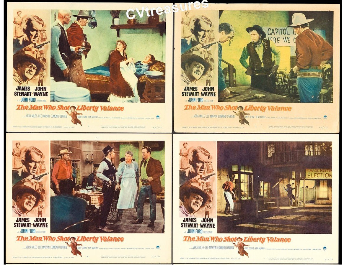 Man Who Shot Liberty Valance Vintage Movie Poster Lobby Card SET John Wayne James Stewart 1962