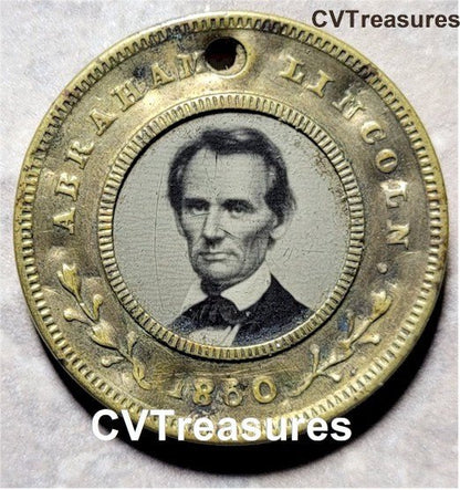 Abraham Lincoln Hannibal Hamlin Historic Photo Campaign Memorabilia Token ferrotype 1860 Civil War