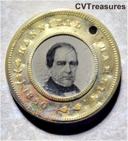Abraham Lincoln Hannibal Hamlin Historic Photo Campaign Memorabilia Token ferrotype 1860 Civil War