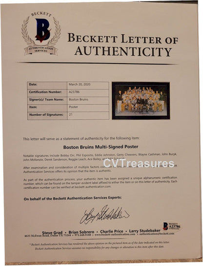 Boston Bruins 1970 Authentic Signed Autographed LARGE Photo Bobby Orr Beckett Certified