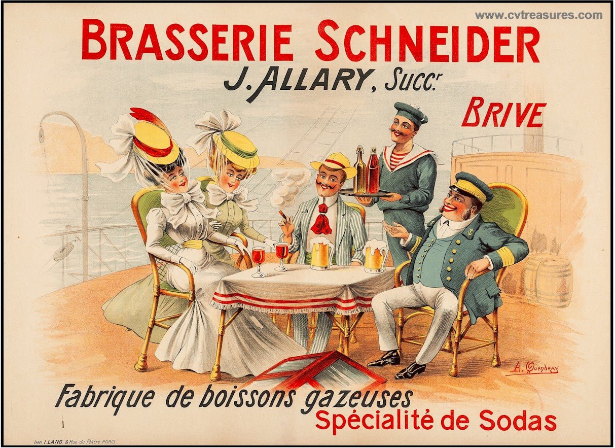 Brasserie Schnieder, 1900 Original Vintage French Advertising Poster Fine Art Print