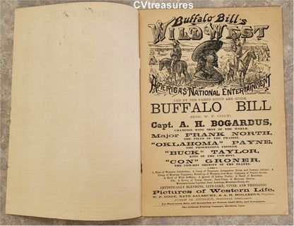 Buffalo Bill Cody Antique Official Wild West Show Program 1884 Vintage Western Memorabilia