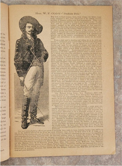 Buffalo Bill Cody Antique Official Wild West Show Program 1884 Vintage Western Memorabilia