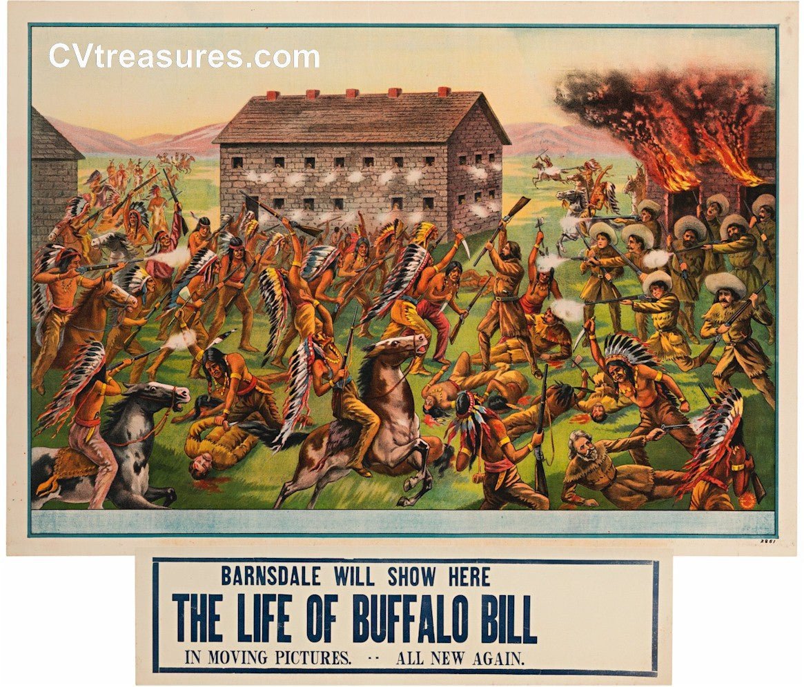 BUFFALO BILL CODY Vintage Wild West One Sheet Poster Lithograph 1912 A++