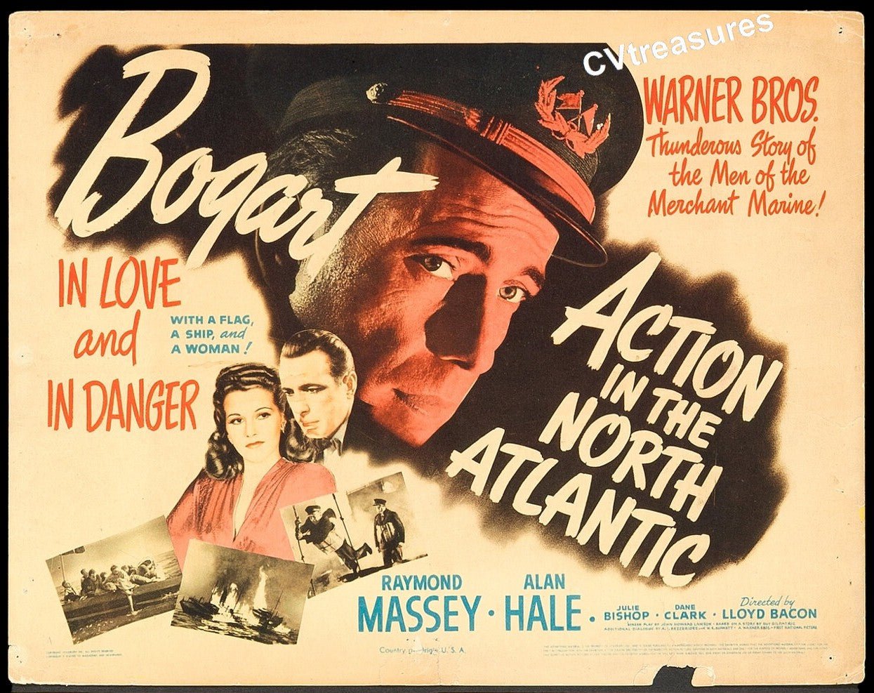 Action in the North Atlantic Vintage Title Lobby Card Movie Poster Masterpiece Humphrey Bogart