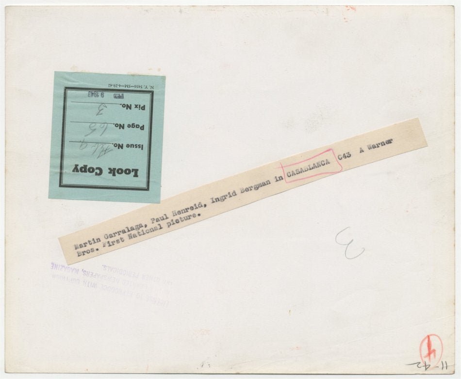 Casablanca Original Vintage TYPE I Photo Henreid Bergman