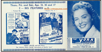 Casablanca RARE Original Vintage Movie Theater Herald Humphrey Bogart, Ingrid Bergman 1942