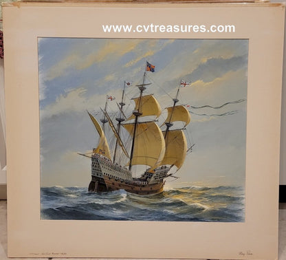 Charles J Lundgren Marine Seascape Art Painting Battleship Mary Rose