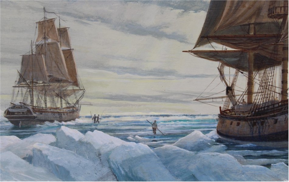 Charles Lundgren Seascape Marine Art Battleship Painting oil vintage H.M.S. Resolution Alaska