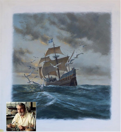 Charles Lundgren Seascape Marine Art Painting oil La Grande Hermine