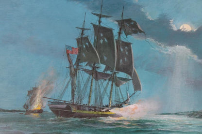Charles Lundgren Seascape Marine Art USS Louisiana Painting oil