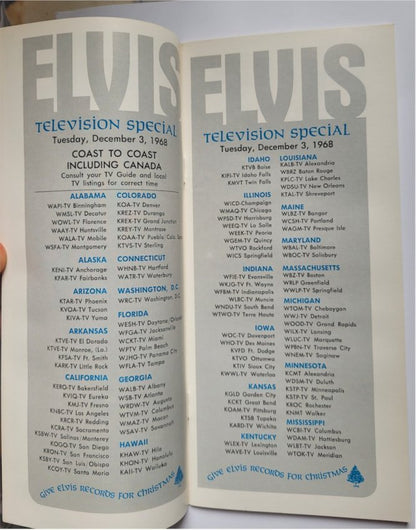 Elvis Presley NBC Television Original Vintage Christmas Promotional Program 1968