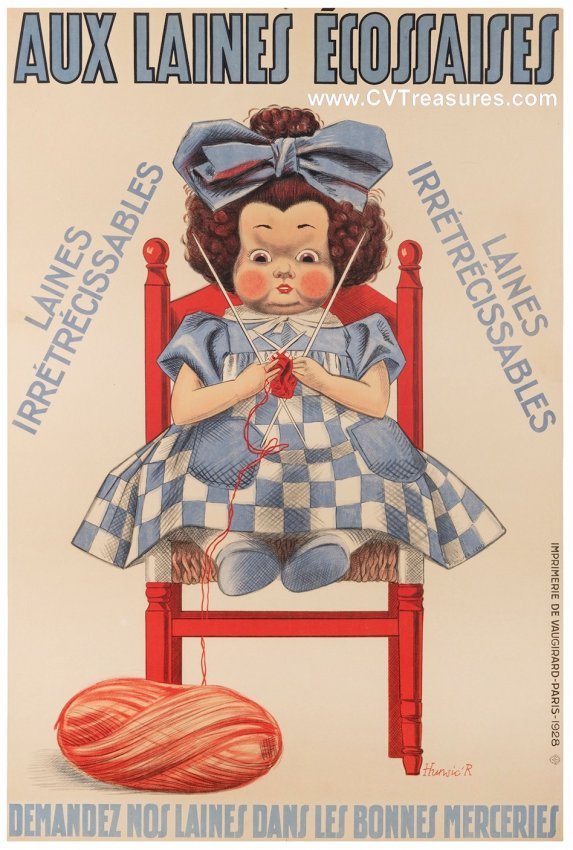French Vintage Advertising Poster Art Scottish Wool 1928