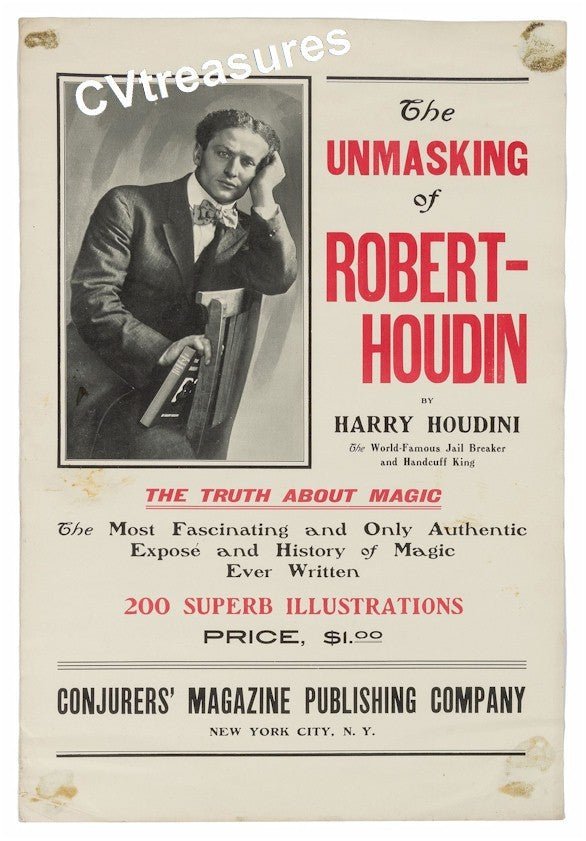 HARRY HOUDINI Historic MEGA RARE Magic Book Advertising Promotional Campaign Poster Banner 1908 B A++