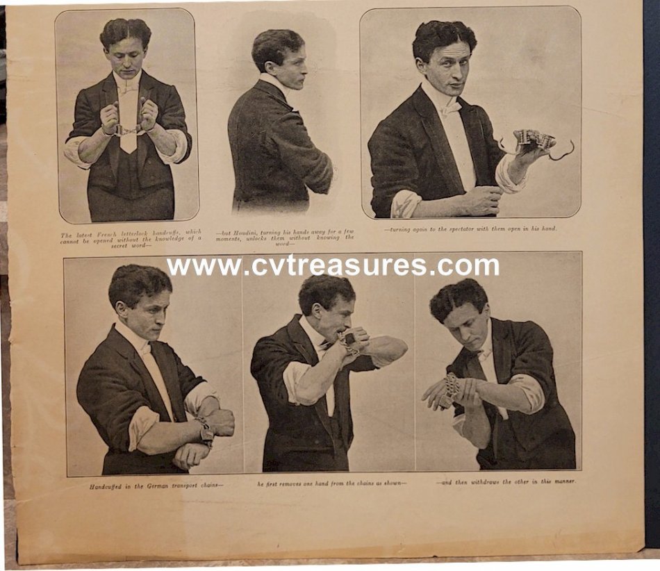 Harry Houdini Original Vintage Poster Size Article 1904