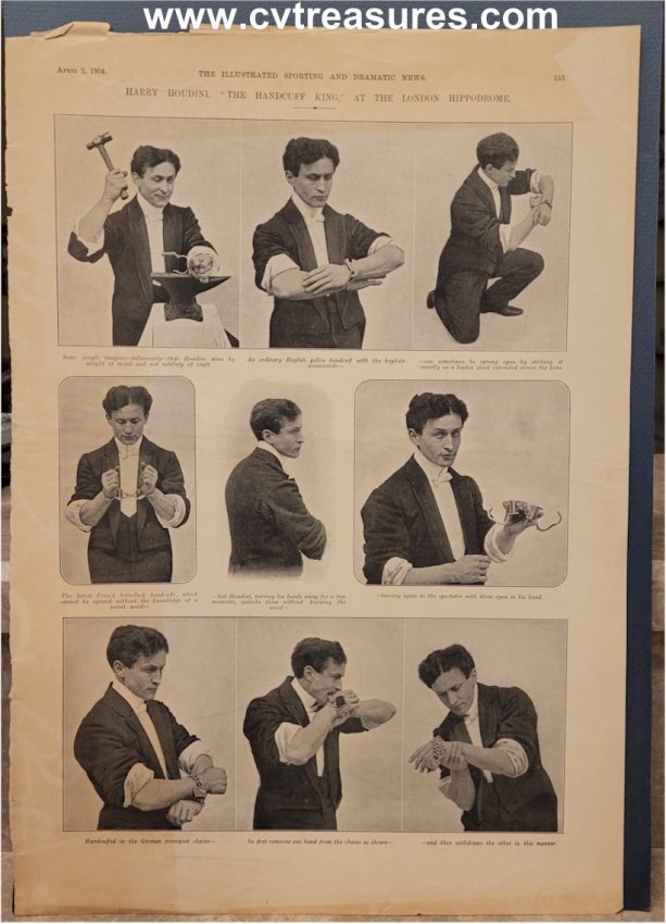 Harry Houdini Original Vintage Poster Size Article 1904