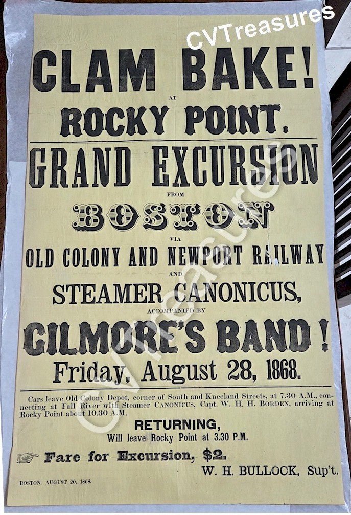 Historic 19th Century Advertising Broadside Rocky Point Park RI Rhode Island History 1868