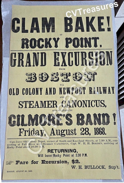 Historic 19th Century Advertising Broadside Rocky Point Park RI Rhode Island History 1868
