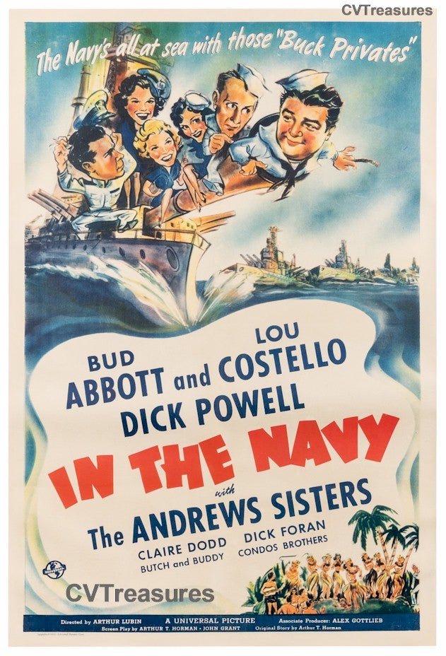 In The Navy Original Authentic Vintage One Sheet Film Movie Theater Poster Abbott and Costello