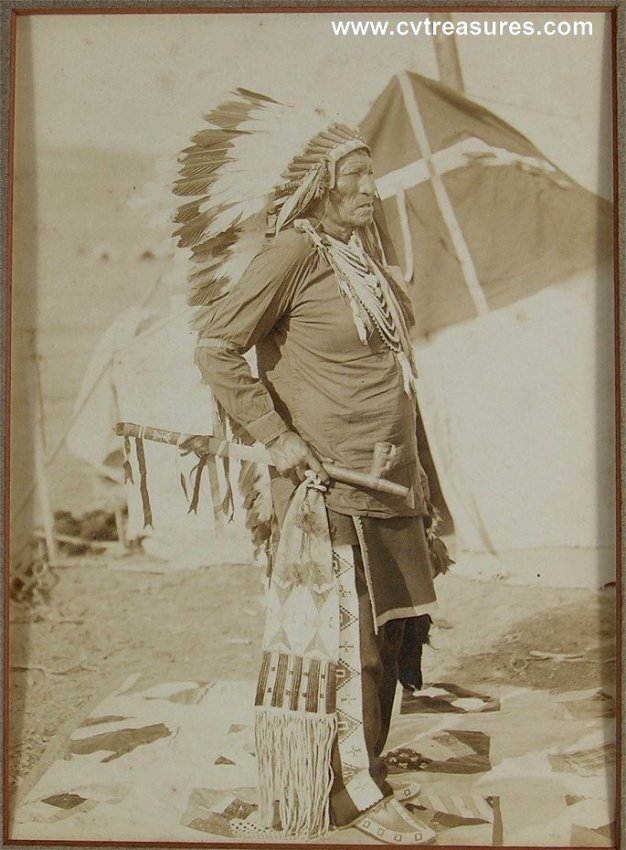 Indian Chief Afraid of Hawk Original Antique Type 1 Historical Photo