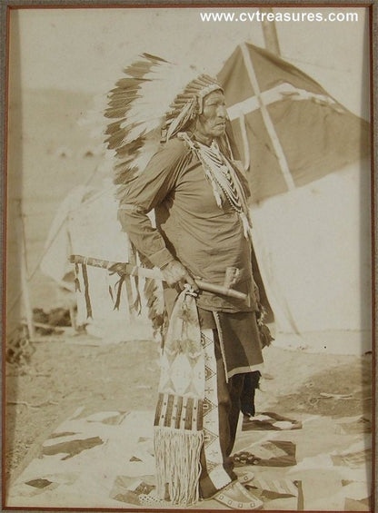 Indian Chief Afraid of Hawk Original Antique Type 1 Historical Photo
