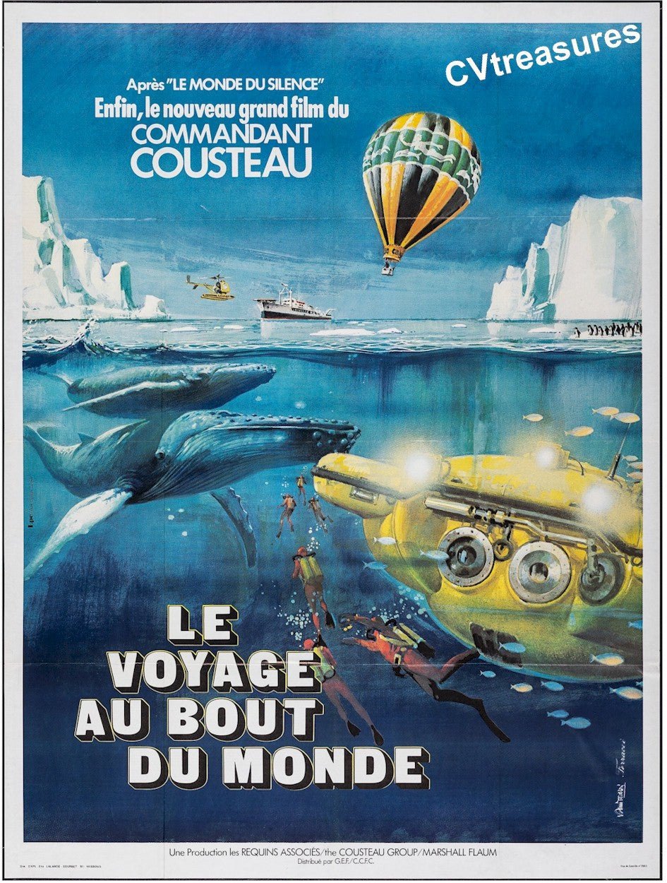 Jacques Cousteau Voyage to the Edge of the World Vintage Movie Poster 1976 A++
