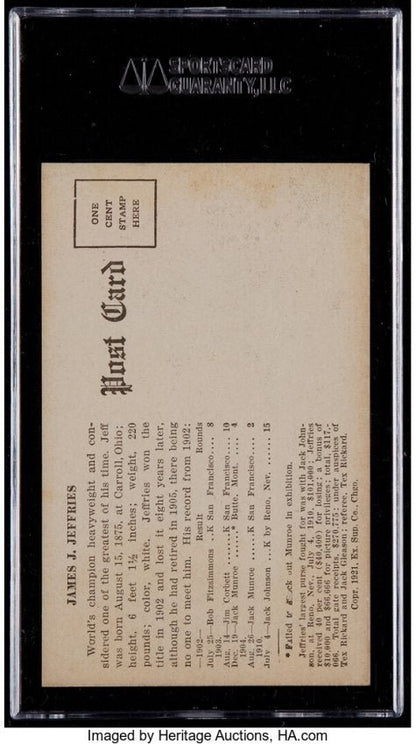 James Jeffries Vintage Postcard SGC Graded Boxing Memorabilia