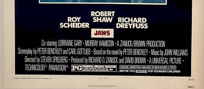 JAWS Original Authentic Vintage Horror Movie Theater Poster One Sheet Original Linen 2