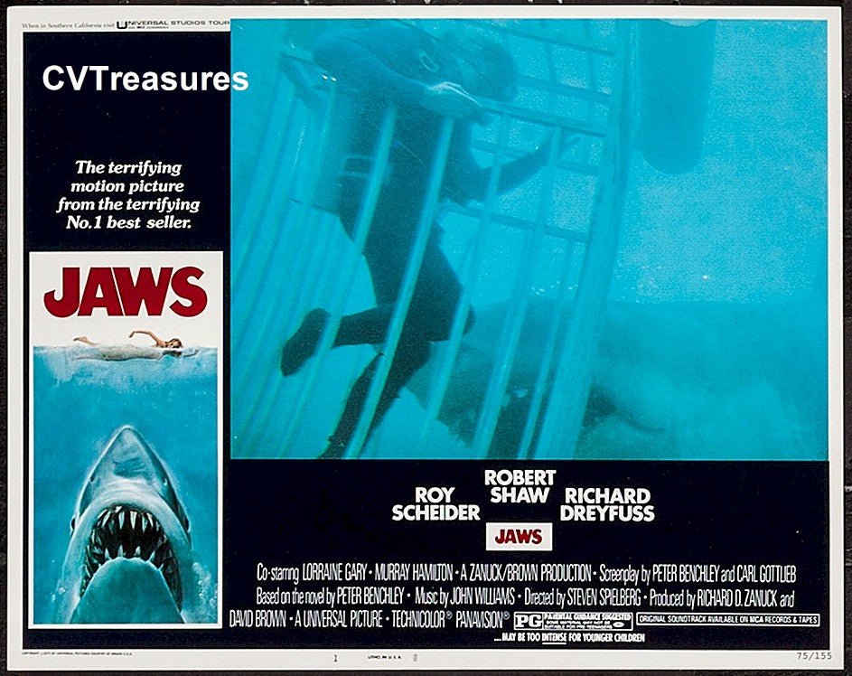 JAWS Original Release Vintage Movie Poster Lobby Card 1975 1