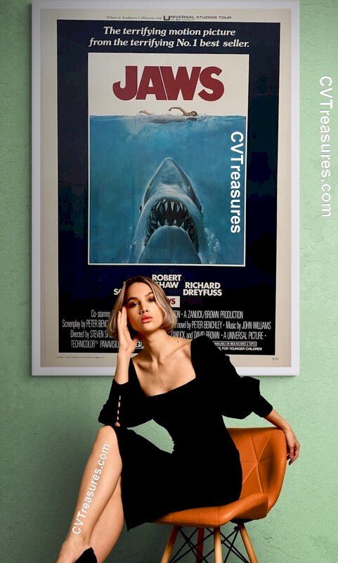 Jaws Poster Original Authentic Vintage Horror Movie Posters One Sheet Roger Kastel Steven Spielberg linen backed 1