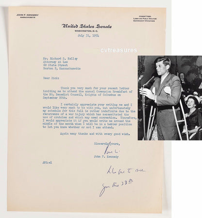 John F Kennedy JFK Guaranteed AUTHENTIC Autograph Signed Letter JSA Certified