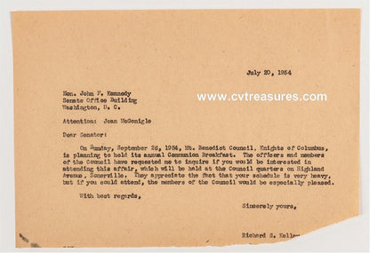 John F Kennedy JFK Guaranteed AUTHENTIC Autograph Signed Letter JSA Certified