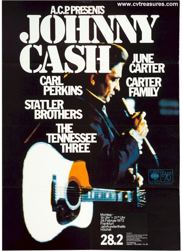 Johnny Cash Original Vintage LIVE Concert Poster, 1972