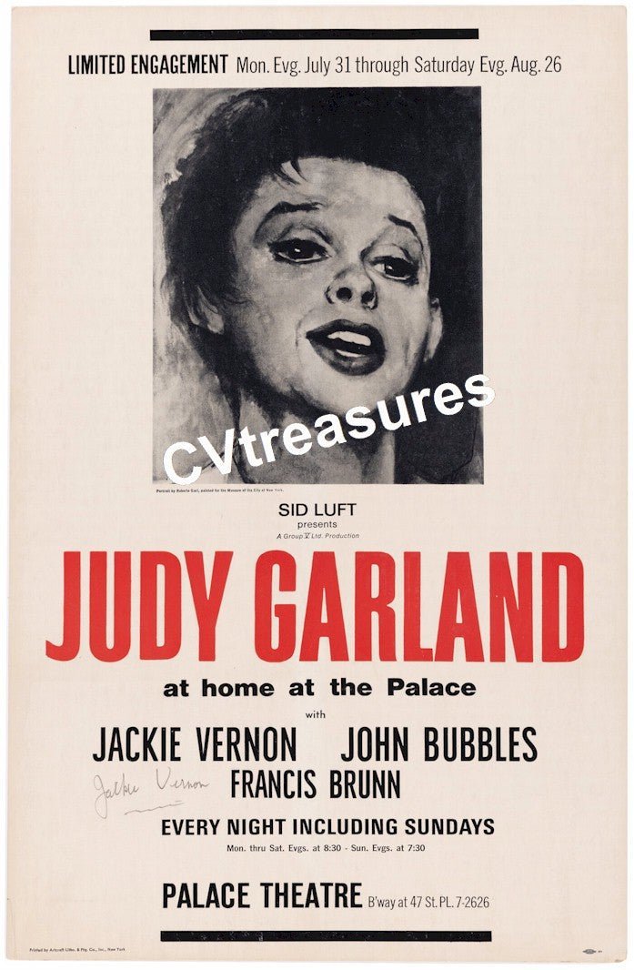 JUDY GARLAND Vintage Original Concert Poster 1967 New York, NY Palace Theatre