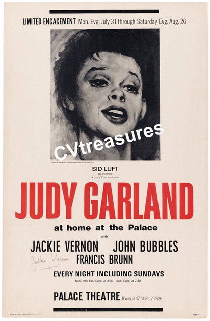JUDY GARLAND Vintage Original Concert Poster 1967 New York, NY Palace Theatre