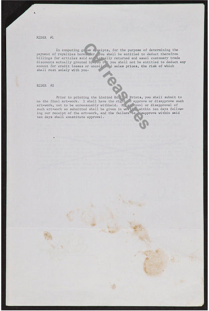 Mae West Signed Contract for Nostalgia Merchant Litho