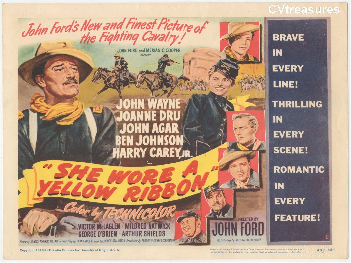 Original Vintage Movie Poster RARE Title Card SHE WORE A YELLOW RIBBON
