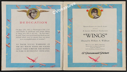 Original Vintage Movie Souvenir Program Book WINGS Clara Bow Aviation RARE 1927