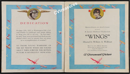 Original Vintage Movie Souvenir Program Book WINGS Clara Bow Aviation RARE 1927