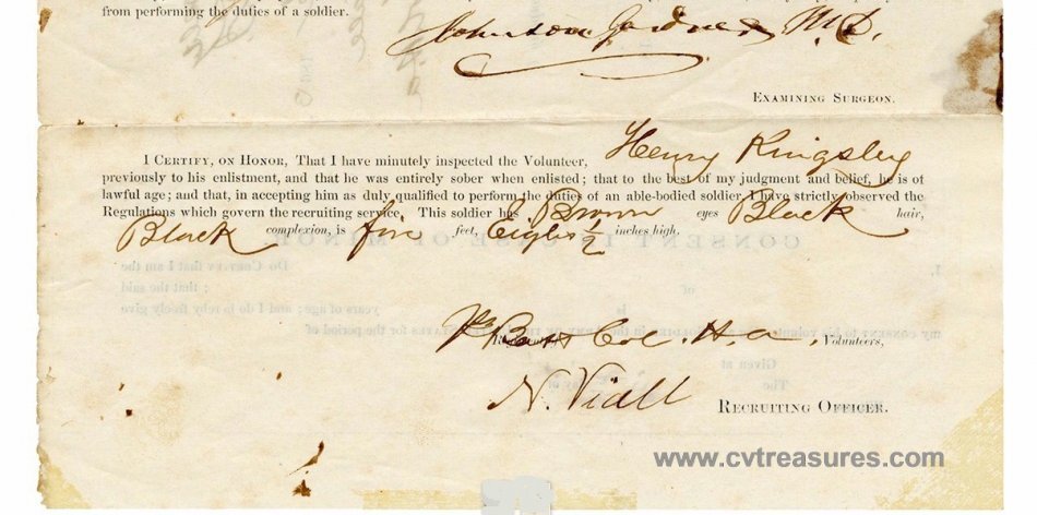 ORIGINALAuthentic Civil War Enlistment Letter 1863 Black Soldier