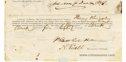 ORIGINALAuthentic Civil War Enlistment Letter 1863 Black Soldier