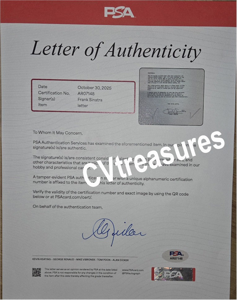 Rare Historical Autograph FRANK SINATRA SIgned Autographed William Morris Agency Contract 1956